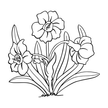 Sevimli çizgi çiçek çocuk için beyaz arka plan üzerinde yazdırır, t-shirt, renkli kitap, çocuklar için eğlenceli ve samimi karakter