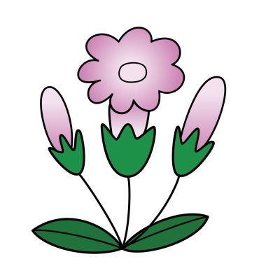 Sevimli çizgi çiçek çocuk için beyaz arka plan üzerinde yazdırır, t-shirt, renkli kitap, çocuklar için eğlenceli ve samimi karakter