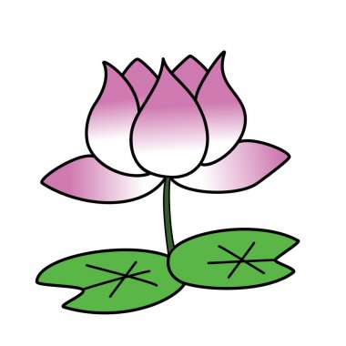 Sevimli çizgi lotus çocuk için beyaz arka plan üzerinde yazdırır, t-shirt, renkli kitap, çocuklar için eğlenceli ve samimi karakter