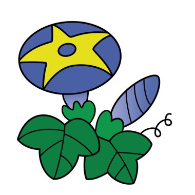 Sevimli çizgi çiçek çocuk için beyaz arka plan üzerinde yazdırır, t-shirt, renkli kitap, çocuklar için eğlenceli ve samimi karakter