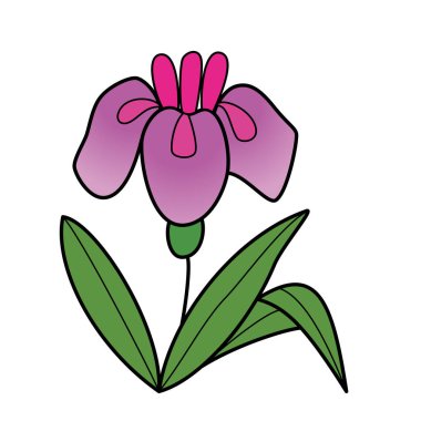 Sevimli çizgi çiçek çocuk için beyaz arka plan üzerinde yazdırır, t-shirt, renkli kitap, çocuklar için eğlenceli ve samimi karakter