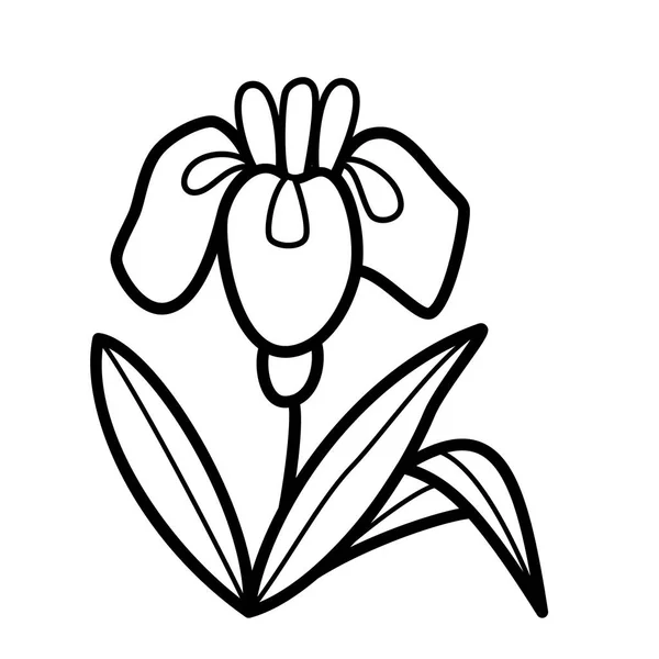 Мила Мультяшна Квітка Білому Тлі Дитячих Принтів Футболок Кольорової Книги — стоковий вектор