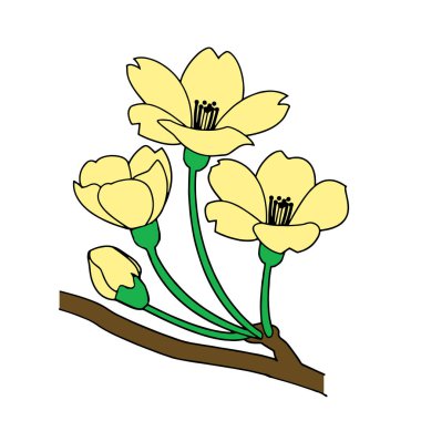 Sevimli çizgi çiçek çocuk için beyaz arka plan üzerinde yazdırır, t-shirt, renkli kitap, çocuklar için eğlenceli ve samimi karakter