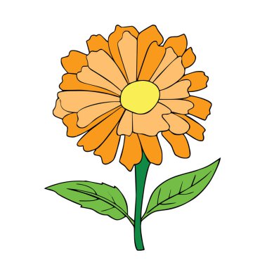 Sevimli çizgi çiçek çocuk için beyaz arka plan üzerinde yazdırır, t-shirt, renkli kitap, çocuklar için eğlenceli ve samimi karakter