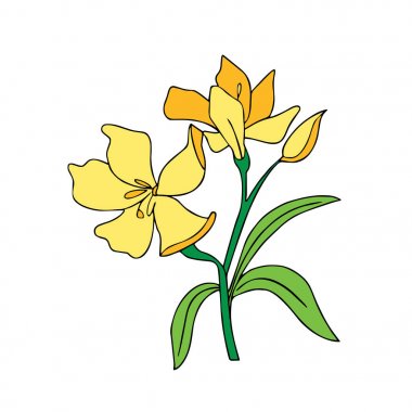 Sevimli çizgi çiçek çocuk için beyaz arka plan üzerinde yazdırır, t-shirt, renkli kitap, çocuklar için eğlenceli ve samimi karakter