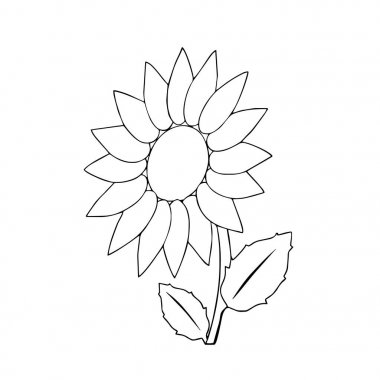 Sevimli çizgi ayçiçeği çocuk için beyaz arka plan üzerinde yazdırır, t-shirt, renkli kitap, çocuklar için eğlenceli ve samimi karakter