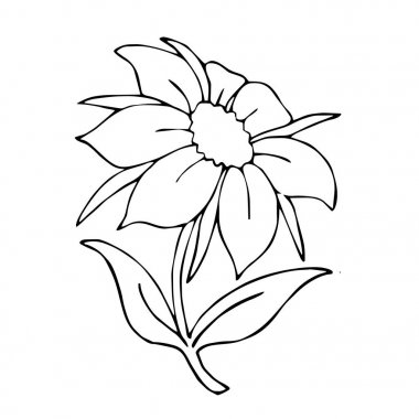 Sevimli çizgi çiçek çocuk için beyaz arka plan üzerinde yazdırır, t-shirt, renkli kitap, çocuklar için eğlenceli ve samimi karakter