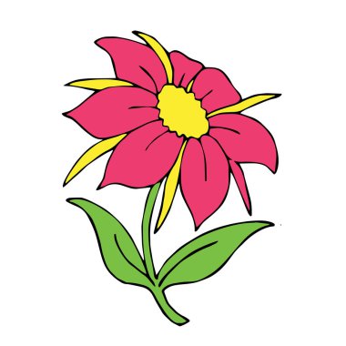 Sevimli çizgi çiçek çocuk için beyaz arka plan üzerinde yazdırır, t-shirt, renkli kitap, çocuklar için eğlenceli ve samimi karakter