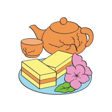 Sevimli çizgi gıda için ay yeni yıl çocuk için beyaz arka plan üzerinde yazdırır, t-shirt, renkli kitap, çocuklar için eğlenceli ve samimi karakter