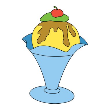 Sevimli çizgi dondurma çocuk için beyaz arka plan üzerinde yazdırır, t-shirt, renkli kitap, çocuklar için eğlenceli ve samimi karakter