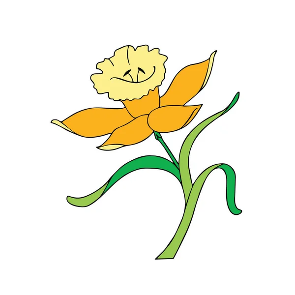 Cute cartoon flower on white background for childrens prints, t-shirt, color book, funny and friendly character for kids