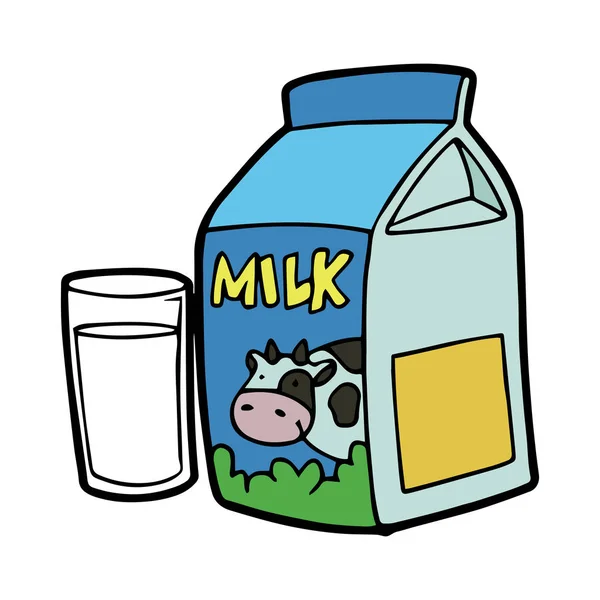 Sevimli çizgi süt kağıt kutusu çocuk için beyaz arka plan üzerinde yazdırır, t-shirt, renkli kitap, çocuklar için eğlenceli ve samimi karakter