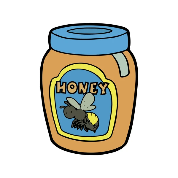 Niedlichen Cartoon Glas Honig Auf Weißem Hintergrund Für Kinder Drucke — Stockvektor