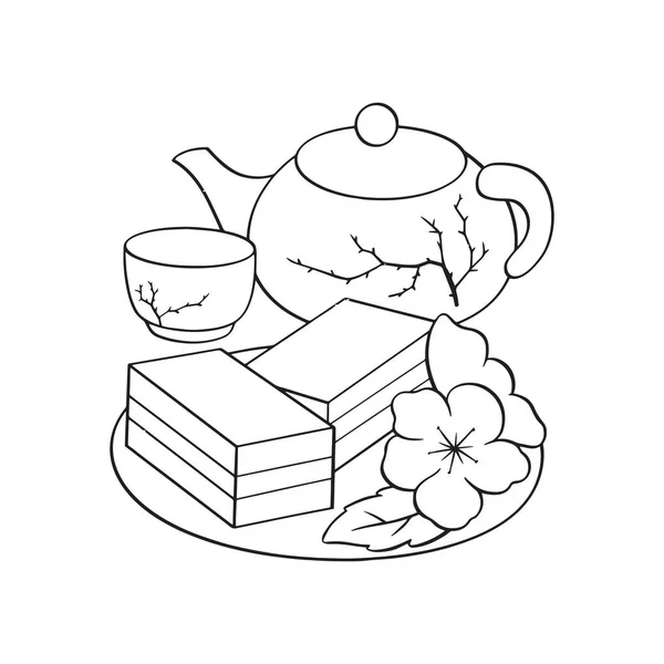 Roztomilý Kreslený Potraviny Pro Lunární Nový Rok Bílém Pozadí Pro — Stockový vektor