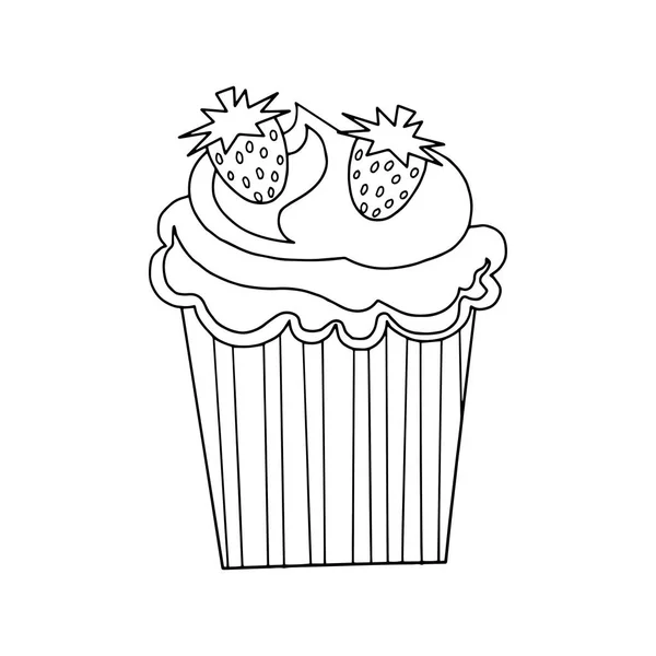 Cupcake Desenho Animado Bonito Fundo Branco Para Impressões Infantis Shirt — Vetor de Stock