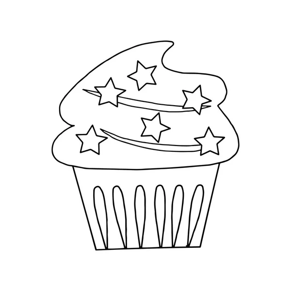 Cupcake Desenho Animado Bonito Fundo Branco Para Impressões Infantis Shirt — Vetor de Stock