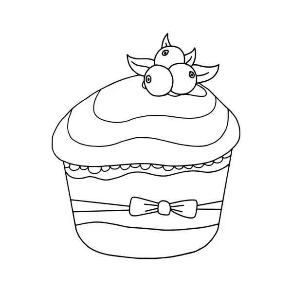 Schattige Cartoon Cupcake Een Witte Achtergrond Voor Childrens Wordt Afgedrukt — Stockvector