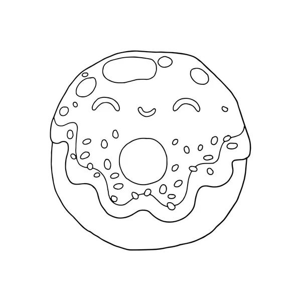 Donut Desenho Animado Bonito Fundo Branco Para Impressões Infantis Shirt —  Vetores de Stock