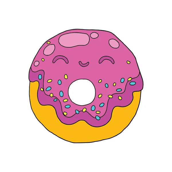 Niedlichen Cartoon Donut Auf Weißem Hintergrund Für Kinder Drucke Shirt — Stockvektor