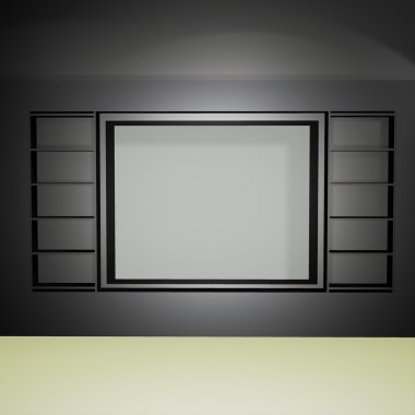 Aydınlatılmış iç mockup 3d çizim