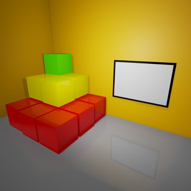 Aydınlatılmış iç mockup 3d çizim