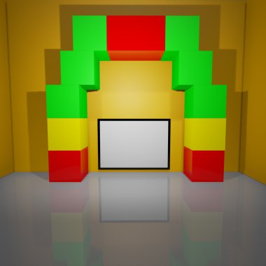Aydınlatılmış iç mockup 3d çizim