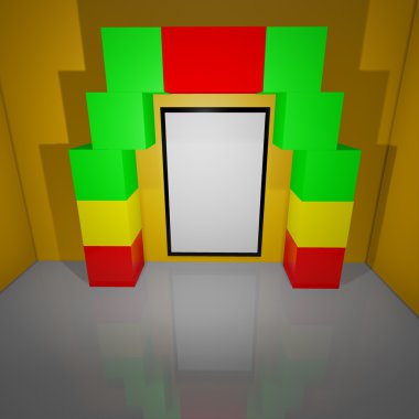 Aydınlatılmış iç mockup 3d çizim
