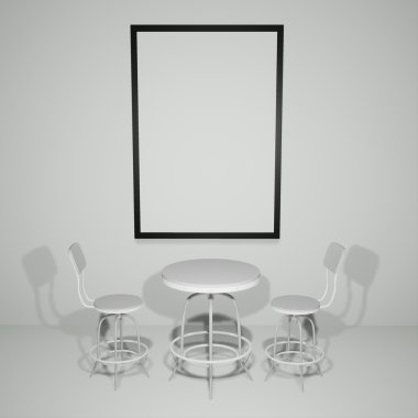 Aydınlatılmış iç mockup 3d çizim