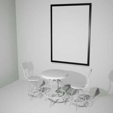 Aydınlatılmış iç mockup 3d çizim