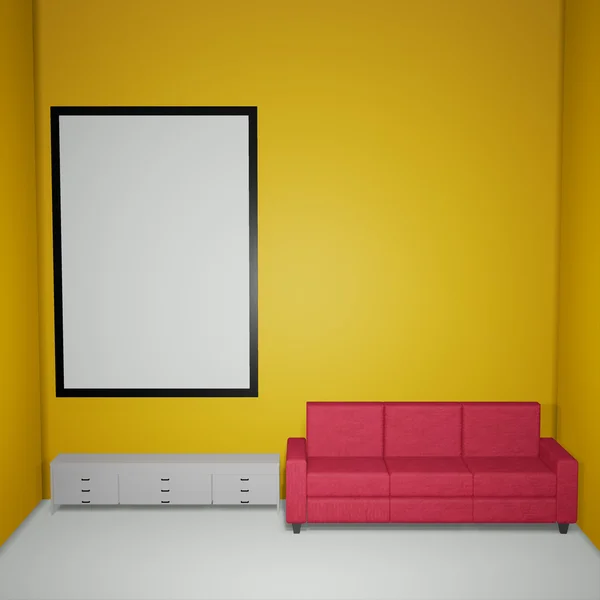 Verlicht interieur mockup 3d illustratie — Stockfoto