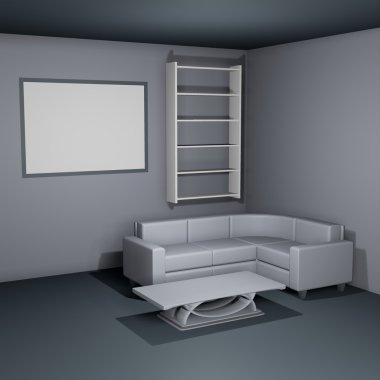 Aydınlatılmış iç mockup 3d çizim