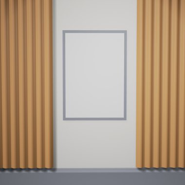 Aydınlatılmış iç mockup 3d çizim