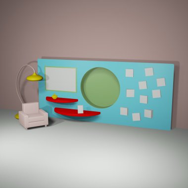 Aydınlatılmış iç mockup 3d çizim