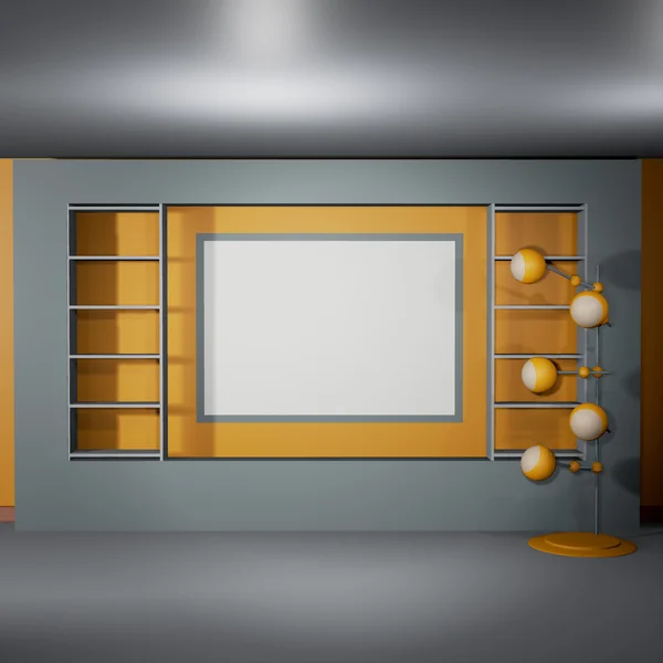 Aydınlatılmış iç mockup 3d çizim