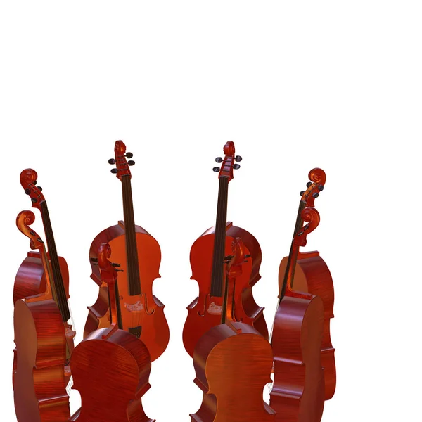 Cello muziekinstrument 3d illustratie — Stockfoto