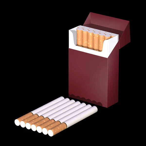 3d иллюстрация пакета сигарет — стоковое фото