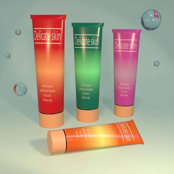 Kosmetické pomůcky produkty 3d ilustrace — Stock fotografie