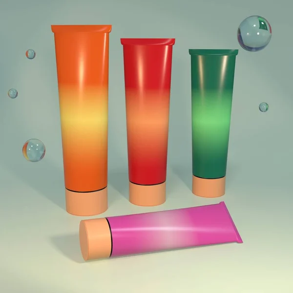 Kosmetische Hilfsmittel Produkte 3D Illustration — Stockfoto