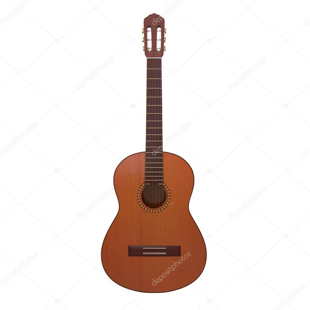 realistic acoustic guitar 3d illustration