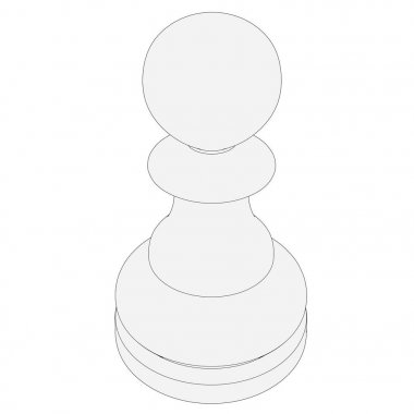 izole satranç parça 3d çizim