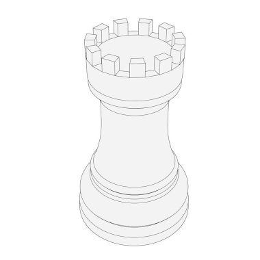 izole satranç parça 3d çizim
