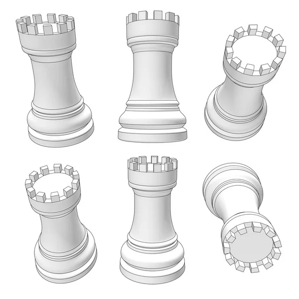 孤立的棋一块 3d 图 — 图库照片