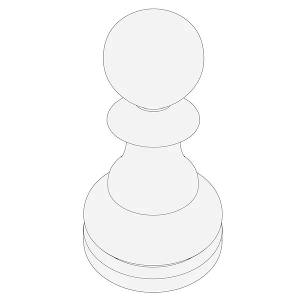 孤立的棋一块 3d 图 — 图库照片