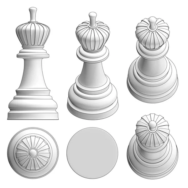 격리 된 체스 조각 3d 그림 — 스톡 사진