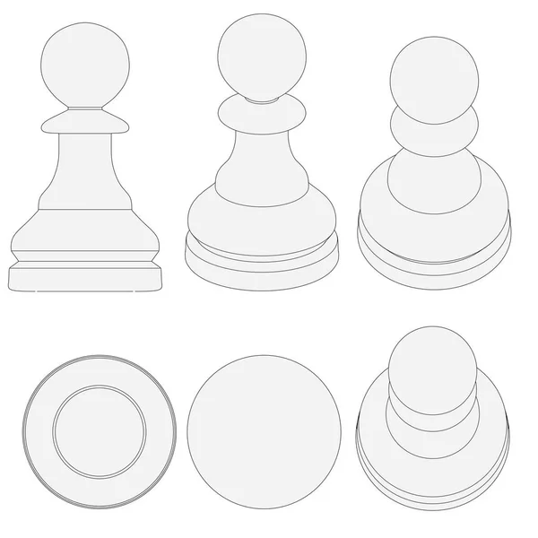 격리 된 체스 조각 3d 그림 — 스톡 사진