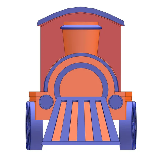 Tren de juguete esquema 3d ilustración —  Fotos de Stock