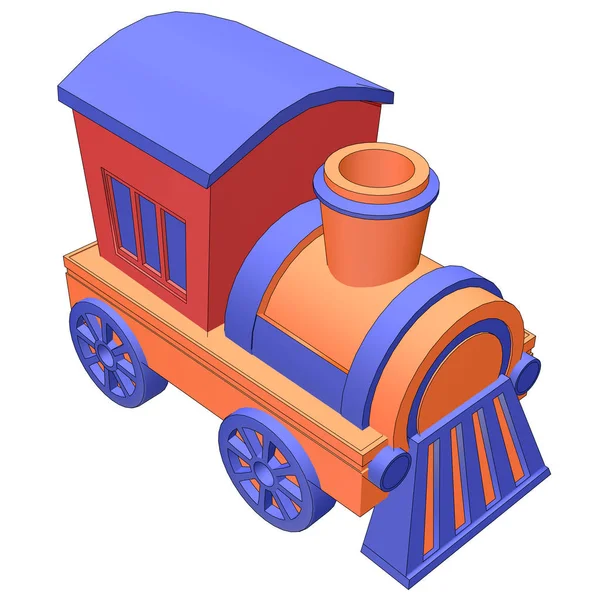 Toy train outline 3d illustration — Stock Photo, Image