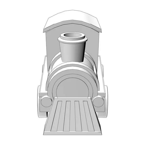 Giocattolo treno contorno 3d illustrazione — Foto Stock