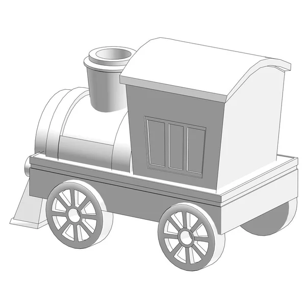 Tren de juguete esquema 3d ilustración —  Fotos de Stock