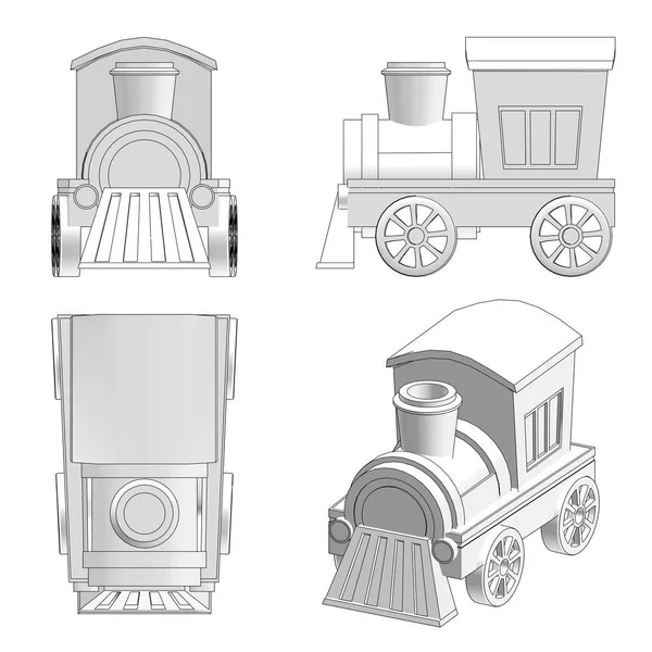 Παιχνίδι τρένο διάρθρωσης 3d απεικόνιση — Φωτογραφία Αρχείου